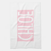 Je naam | Vette witte tekst op lichtroze Theedoek (Verticaal)