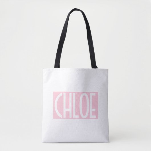 Je naam | Vette witte tekst op lichtroze Tote Bag (Voorkant)