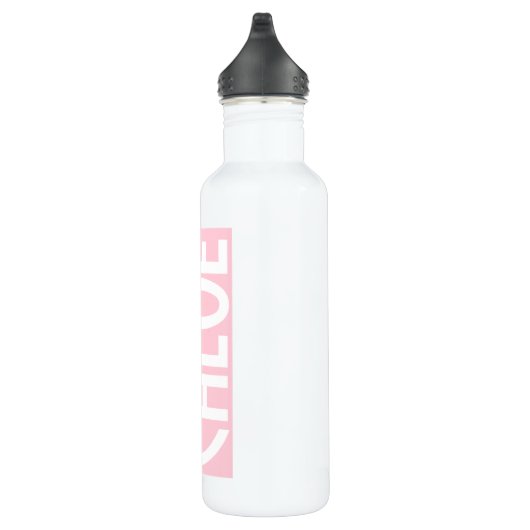 Je naam | Vette witte tekst op lichtroze Waterfles (Rechts)