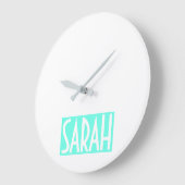 Je naam | Vetwitte tekst op Bright Aqua Grote Klok (Hoek)