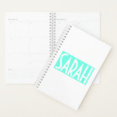 Je naam | Vetwitte tekst op Bright Aqua Planner (Display)