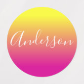 Je naam | Wit Script op geel / roze verloop Labels (Design 1)