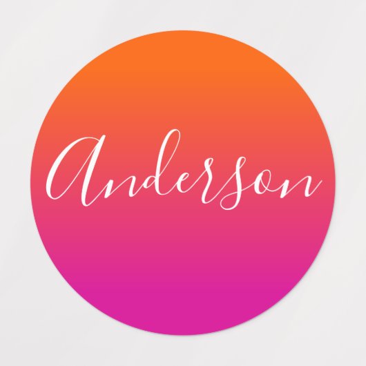 Je naam | Wit Script op Oranje / roze verloop Labels (Design 1)