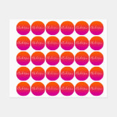 Je naam | witte tekst op oranje/roze verloop labels (Vel)