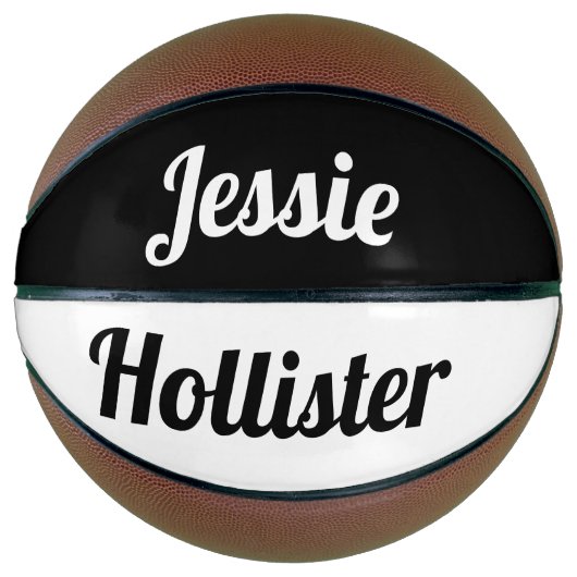 Je naam | Zwart-wit Basketbal (Voorkant)