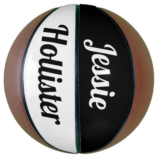 Je naam | Zwart-wit Basketbal (Verticaal)