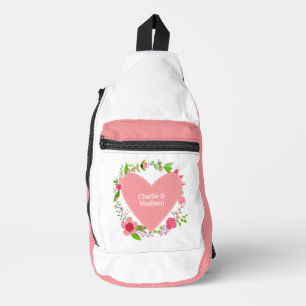 Je namen in een bloederig hart sling bag