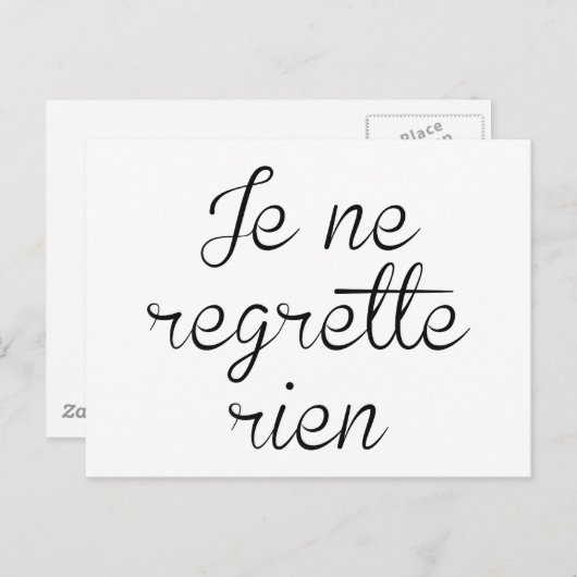 Je Ne Regrette Rien Briefkaart (Voorkant / Achterkant)
