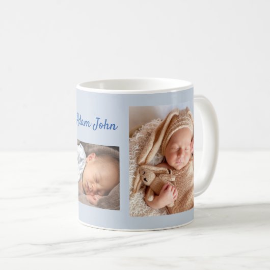 Je nieuwe babyjongen Foto's Aangepaste tekst Koffiemok (Voorkant rechts)