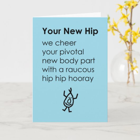 Je nieuwe heup, wens je een snel herstelgedicht kaart (Gele Bloem)