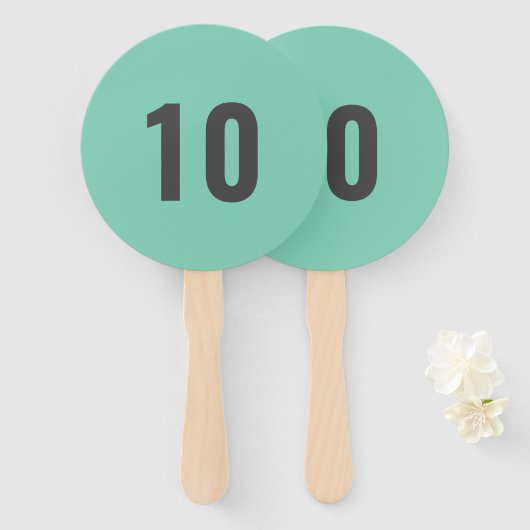 Je nummer | Mint Green Event Score Paddle Handwaaier (Voorkant en achterkant)