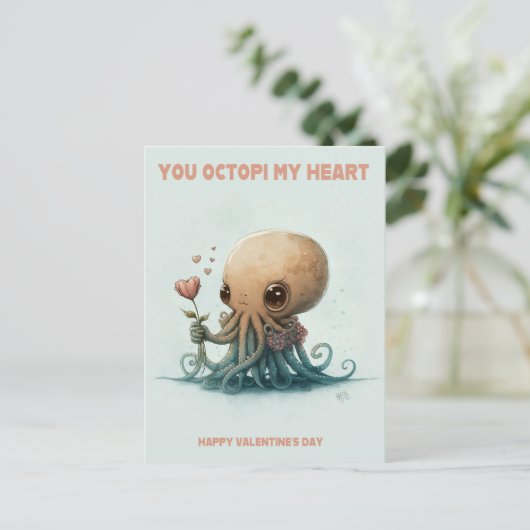 Je Octopi mijn hart, Valentijn kaart (Staand voorkant)