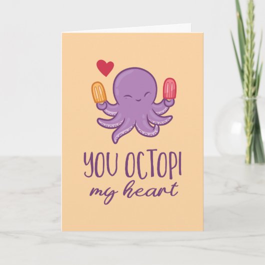 Je Octopi My Heart Octopus Funny Valentijnsdag Feestdagen Kaart (Voorkant)