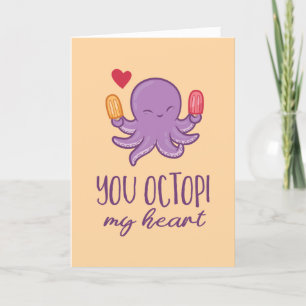 Je Octopi My Heart Octopus Funny Valentijnsdag Feestdagen Kaart