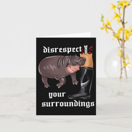 Je omgeving respecteren Moo Deng grappig ontwerp Kaart (Gele Bloem)