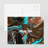 Je ontbreekt | Blauwe en blauwe marmervochtige kun Briefkaart (Voorkant / Achterkant)