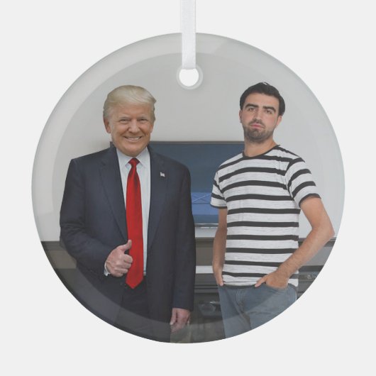 Je ontmoette President Donald Trump | Foto toevoeg Glas Ornament (Voorkant)