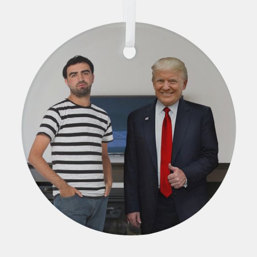 Je ontmoette President Donald Trump | Foto toevoeg Glas Ornament (Achterkant)