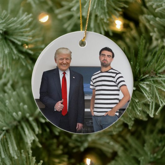 Je ontmoette President Donald Trump | Foto toevoeg Keramisch Ornament (Boom)