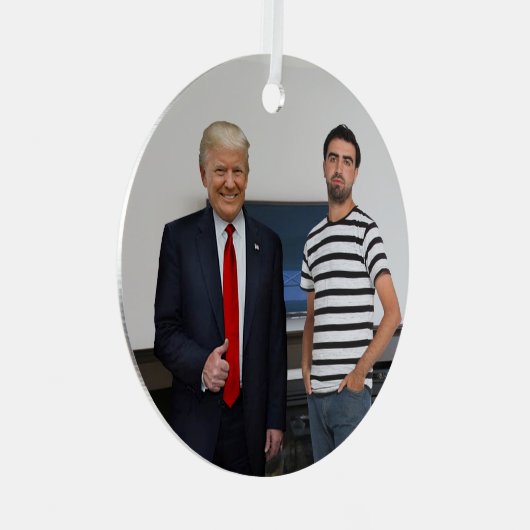 Je ontmoette President Donald Trump | Foto toevoeg Metalen Ornament (Voorkant Rechts)