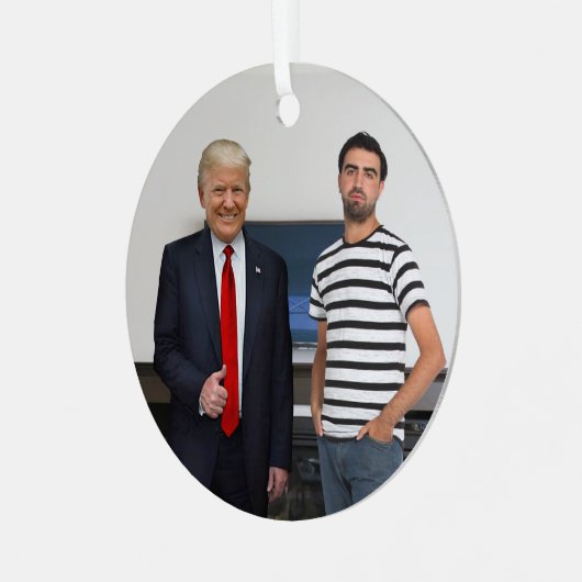 Je ontmoette President Donald Trump | Foto toevoeg Metalen Ornament (Voorkant links)
