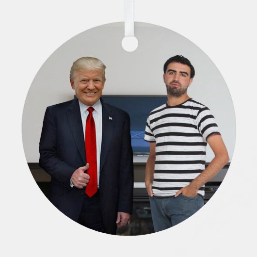 Je ontmoette President Donald Trump | Foto toevoeg Metalen Ornament (Achterkant)