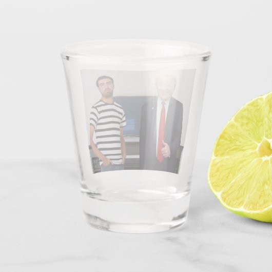 Je ontmoette President Donald Trump | Foto toevoeg Shot Glas (Achterkant)