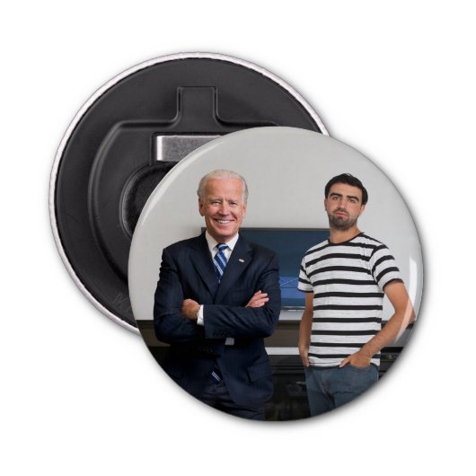 Je ontmoette President Joe Biden | Foto toevoegen Button Flesopener (Voorkant)