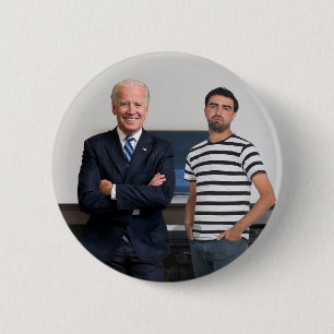 Je ontmoette President Joe Biden   Foto toevoegen Ronde Button 5,7 Cm