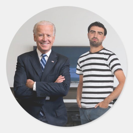 Je ontmoette President Joe Biden | Foto toevoegen Ronde Sticker (Voorkant)