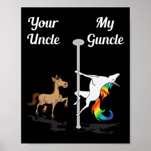 Je oom, mijn oom, jij en ik dansen Unicorn Rainbo Poster