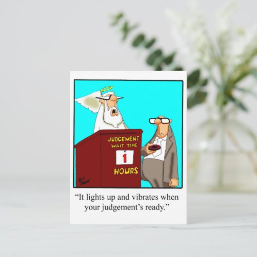 Je oordeel is klaar! briefkaart (Staand voorkant)