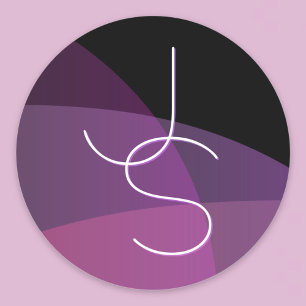 Je overlappende initialen Modern paars & roze Ronde Sticker