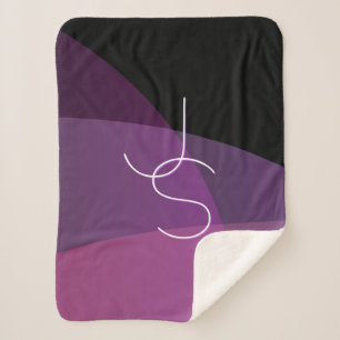 Je overlappende initialen   Modern paars & roze Sherpa Deken