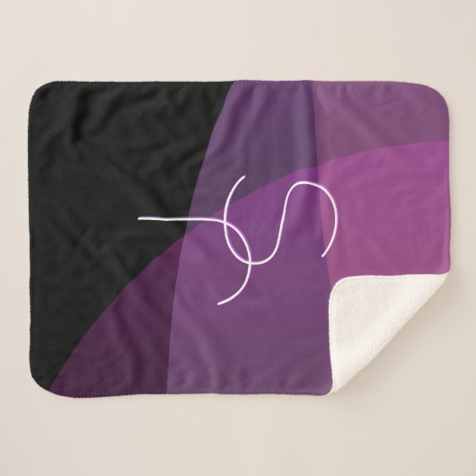 Je overlappende initialen | Modern paars & roze Sherpa Deken (Voorkant (horizontaal))