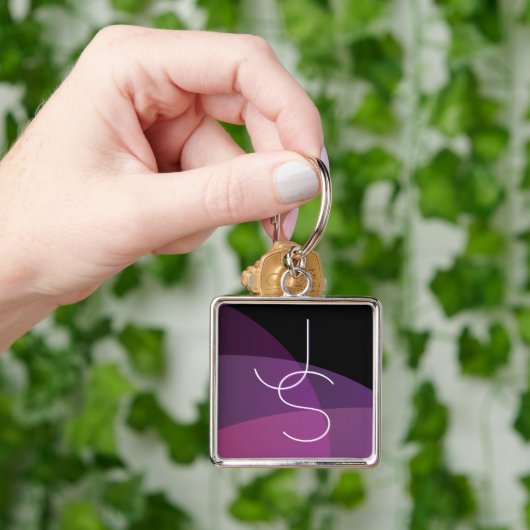 Je overlappende initialen | Modern paars & roze Sleutelhanger (Hand)