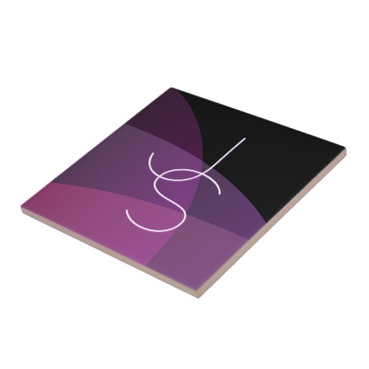 Je overlappende initialen | Modern paars & roze Tegeltje (Zijkant)