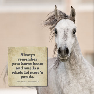 Je paard hoort en ruikt | Cowboy Wijsheid Stenen Onderzetter