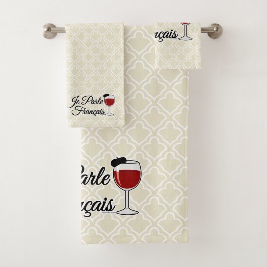 Je Parle Francais Ik spreek Frans wijnglas Bad Handdoek (Insitu)