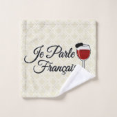 Je Parle Francais Ik spreek Frans wijnglas Bad Handdoek (Wasdoekje)