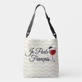 Je Parle Francais Ik spreek Frans wijnglas Crossbody Tas (Achterkant)