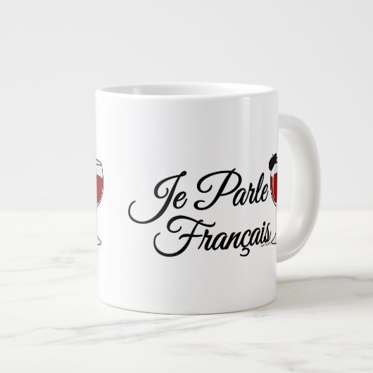 Je Parle Francais Ik spreek Frans wijnglas Grote Koffiekop (Voorkant rechts)