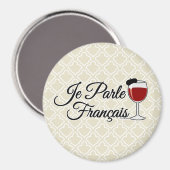 Je Parle Francais Ik spreek Frans wijnglas Magneet (Voorkant / Achterkant)