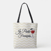 Je Parle Francais Ik spreek Frans wijnglas Tote Bag (Achterkant)