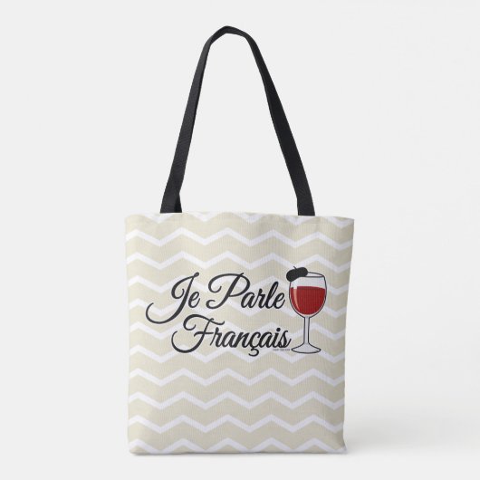 Je Parle Francais Ik spreek Frans wijnglas Tote Bag (Achterkant)