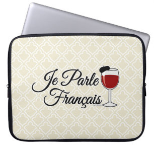 Je Parle Francais Ik spreek Franse wijnglazen berm Laptop Sleeve