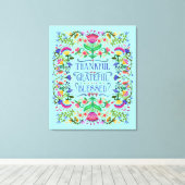 Je past | Folkart Flowers | Gezegend Canvas Afdruk (Insitu (Houten vloer))