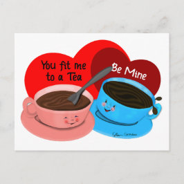 Je past me aan een Cartoon-Valentijn van een thea  Briefkaart