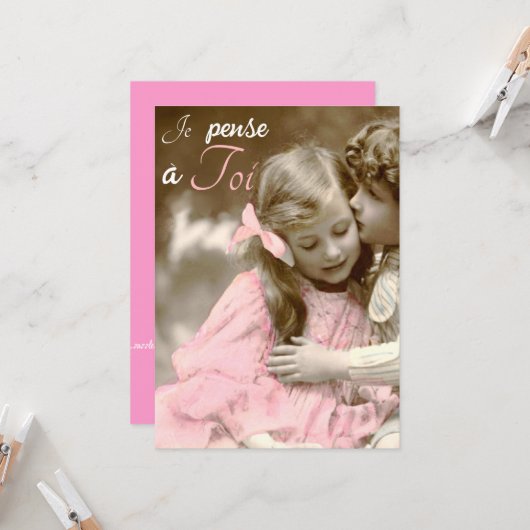 Je pense a Toi -  liefde Kaart (Voorkant / Achterkant in situ)