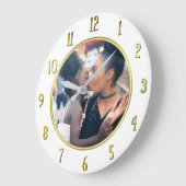 Je persoonlijke foto toevoegen | Goud-witte legant Grote Klok (Hoek)